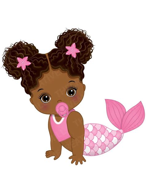 Black Baby Mermaid Clipart Vector Eps And Png Digital Download Artofit