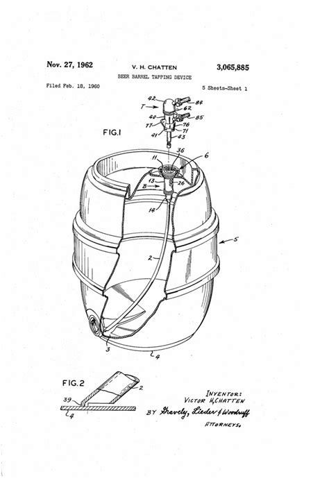 Patent No 3065885a Beer Barrel Tapping Device Brookston Beer Bulletin