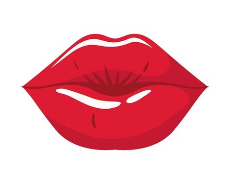 Lábios Femininos Estilo Pop Art ícone Isolado Vetor Premium