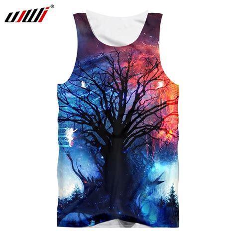Ujwi 2019 Man On Sale Popular Tank Top 3d Printed Colorful Starry Tree