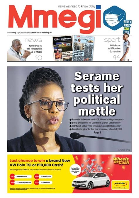 Front Pages June 10 And 13th Mmegi Online