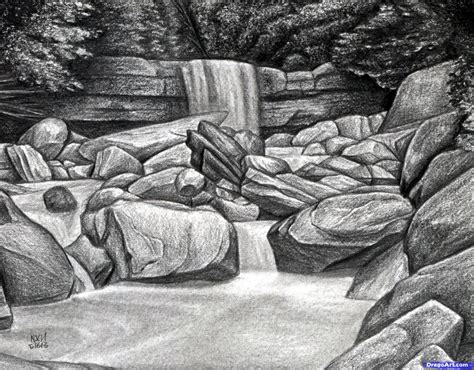 Beautiful landscapes by diane wright a walter foster publication. Rocks & Water Fall | Realistic drawings, Landscape pencil drawings, Scenery drawing pencil