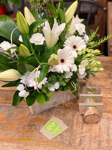 1364 Flower Arrangement With Lilies In A BoxBay Fresh Flowers Buy In
