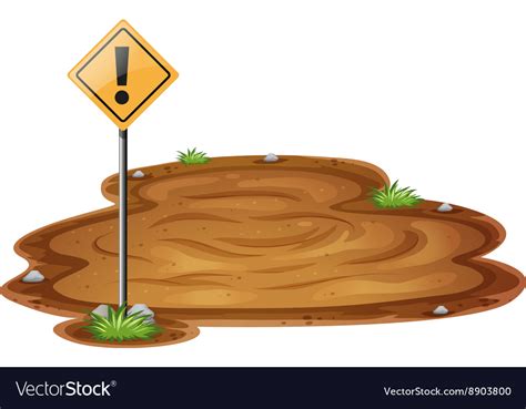 Scene With Quicksand And Warning Sign Royalty Free Vector