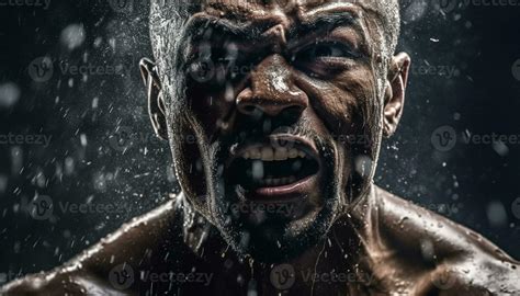 Muscular Man Screaming In The Rain Outdoors Generative AI Stock Photo At Vecteezy