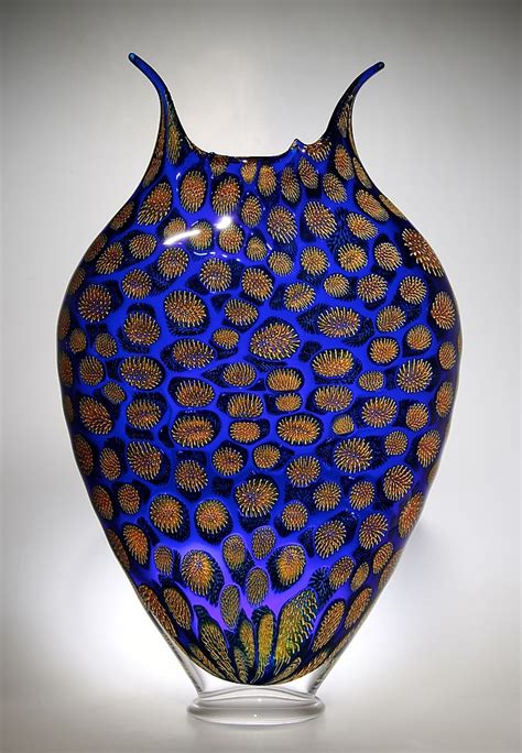 Cerulean And Gold Thread Foglio By David Patchen Art Glass Sculpture Artful Home