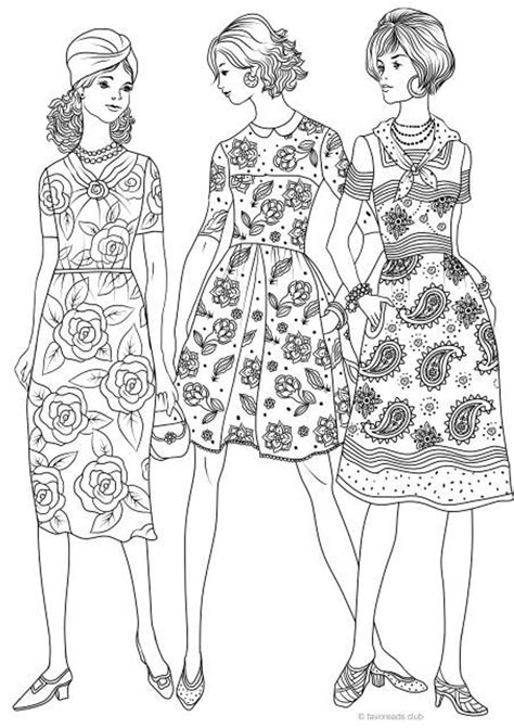 Fashion coloring book, 90s coloring book by lightburst media paperback $10.99. The 50s Fashion - Printable Adult Coloring Page from ...