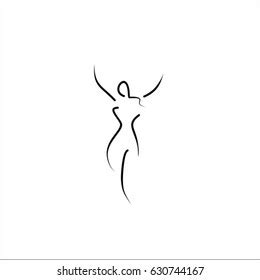 Nude Woman Vector Line Illustration Stock Vector Royalty Free Shutterstock