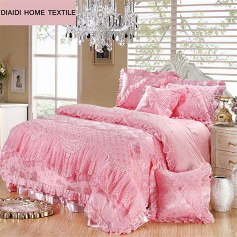 Diaidi Home Textile Luxury Lace Ruffle Bedding Set Cotton Embroidered Bedding Set Queen 6pcs