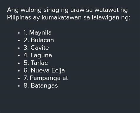 Ano Ang Sinisimbolo Ng Walong Sinag Ng Araw Sa Watawat Brainly Ph