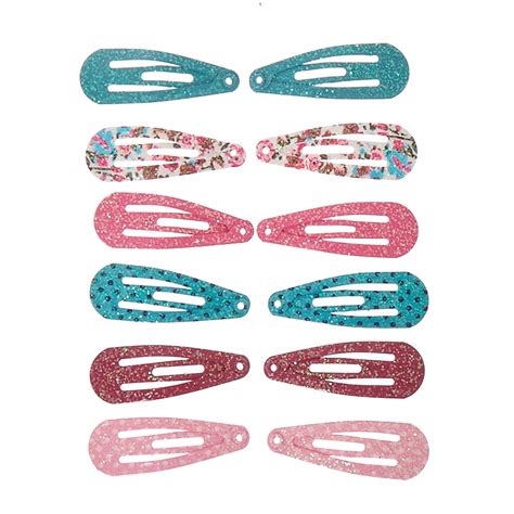 12 Pack Glitter Hair Clips Claires