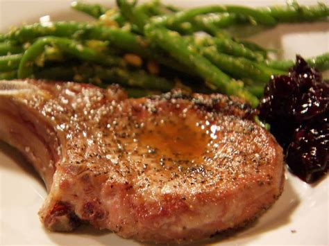 Measurements used 2 thick cut pork chops (1lb apiece) 3 cups of water 2 garlic cloves minced 1 teaspoon of crushed red pepper flakes 2 sprigs thyme 6 sprigs rosemary 3 tablespoons kosher. Ina Garten/Center Cut Pork Chops Recipes : Pork Chops With ...