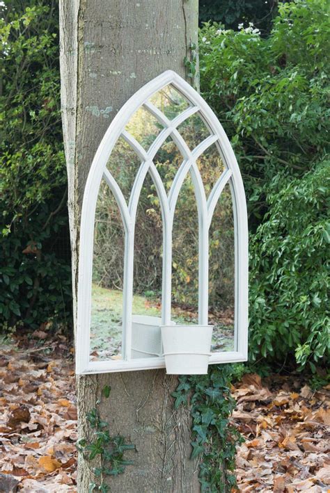 Large Outdoor Garden Mirror White Gothic Design 2ft5 X