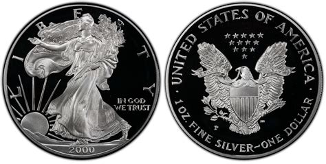 2000 P 1 Silver Eagle Dcam Proof Silver Eagles Pcgs Coinfacts