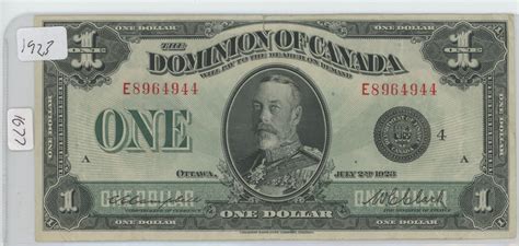 1923 Canadian 1 Dollar Bill Schmalz Auctions