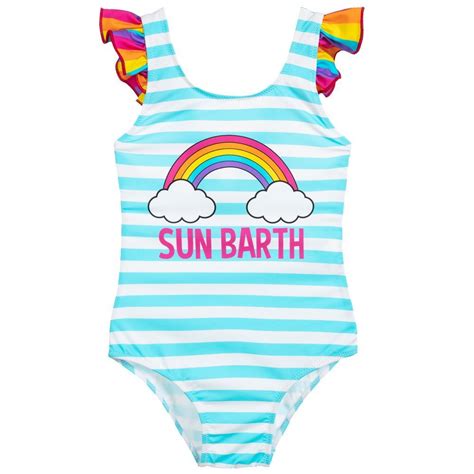 Girls Blue Striped Swimsuit Striped Swimsuit Swimsuits