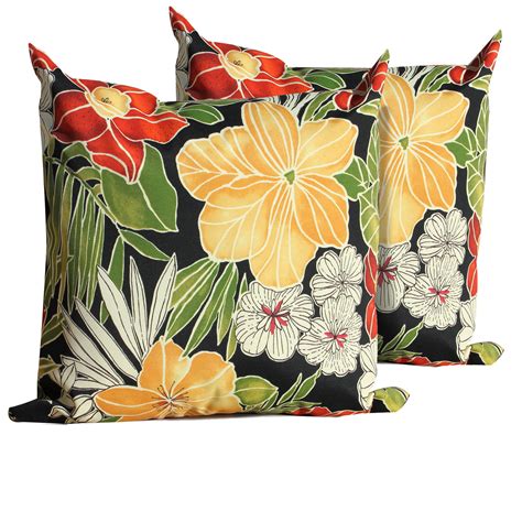 Black Floral Throw Pillows Set Of 2 Square Outdoor Pillows