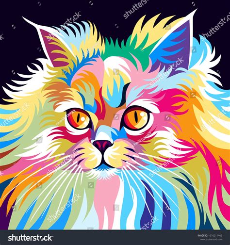 Cute Colorful Pop Art Style Cat Stock Vector Royalty Free 1616211463
