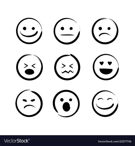 Hand Drawn Doodle Emojis Faces Set Royalty Free Vector Image