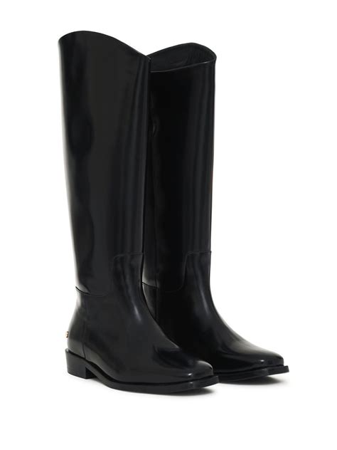 Anine Bing Kari Leather Riding Boots In High Shine Black Modesens