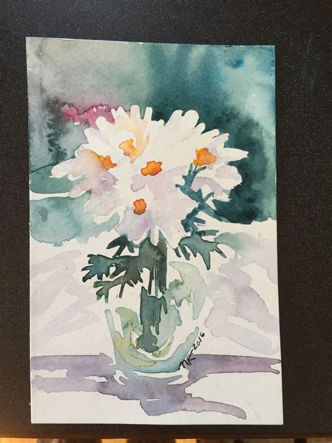 Watercolor Painting Flowers In Vase Original Watercolour Painting