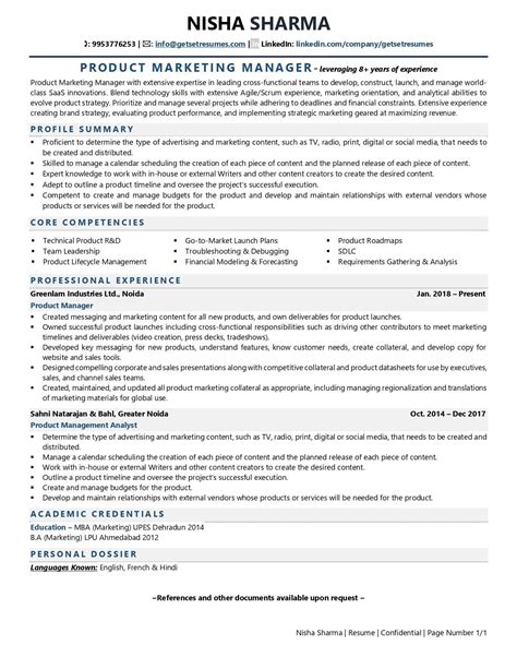 Product Marketing Manager Resume Examples And Template With Job Winning