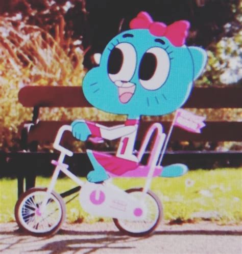 A Cartoon Character Riding A Bike In Front Of A Bench