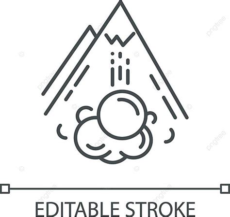 Linear Icon Of Avalanche And Natural Disaster Danger Mountain Landslide