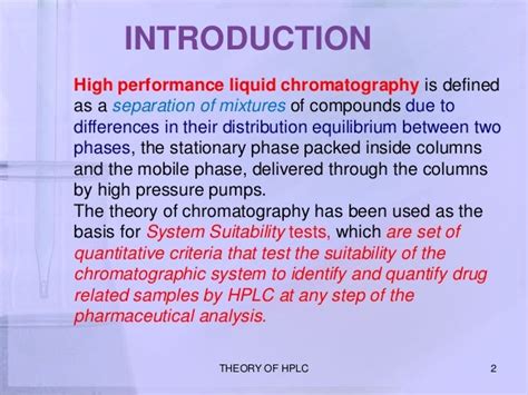 Theory Of High Performance Liquid Chromatography Ppt