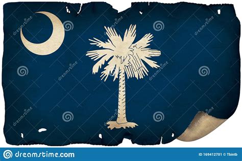 South Carolina State Flag On Old Paper Stock Illustration