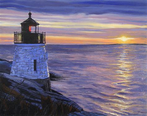 Castle Hill Lighthouse Newport Rhode Island Painting By Christine Hopkins