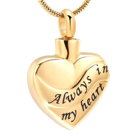 Ijd10058 Gold Cremation Jewelry Carved Always In My Heart Stainless