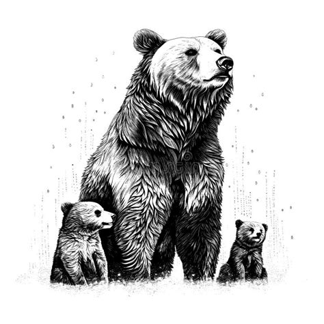 Grizzly Bear Hand Drawn Sketch In Vintage Engraving Style Vector
