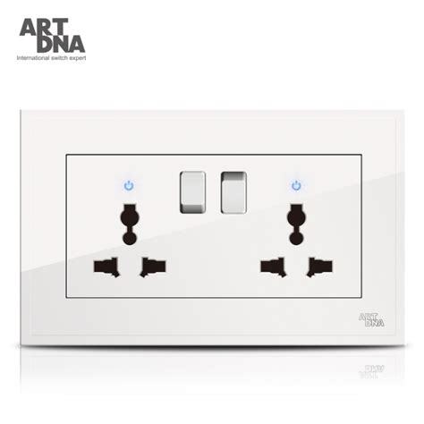 Artdna 16a Twin Universal Switched Socket With Neon China Wall Socket