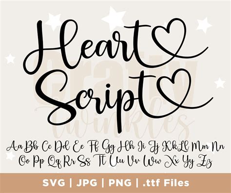 Heart Script Font Script Font Font With Hearts Font With Etsy Australia