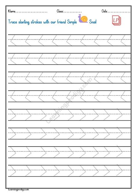 Slanting Strokes Tracing Worksheets Preschool Handwriting Practice