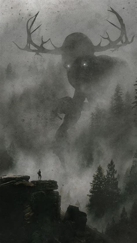 Foggy Forest Monster Dark Drawing Fog Gloomy Horror Nature Smoke
