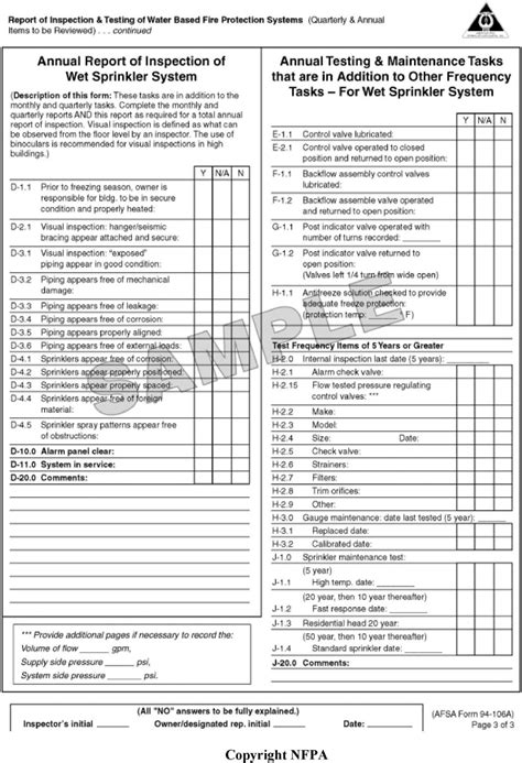 Nfpa Build Monthly Inspection Forms Nfpa Year Sprinkler Inspection My XXX Hot Girl