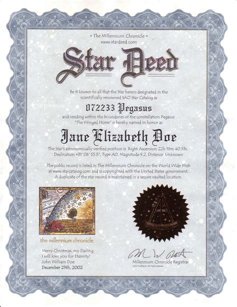 Star Deed Name A Star Services The Original Online Name A Star Service