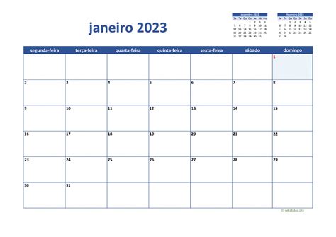 Calendario Mensal Para Imprimir 2023
