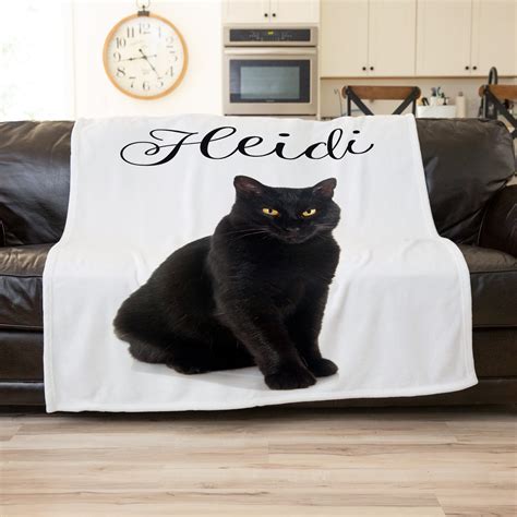 Cat Fleece Throw Blanket Cat Blanket Sherpa Personalized Cat Etsy