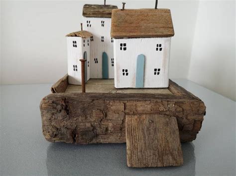 Driftwood Cottages Houses Coastal Seaside Beach Recycled Art Etsy Uk