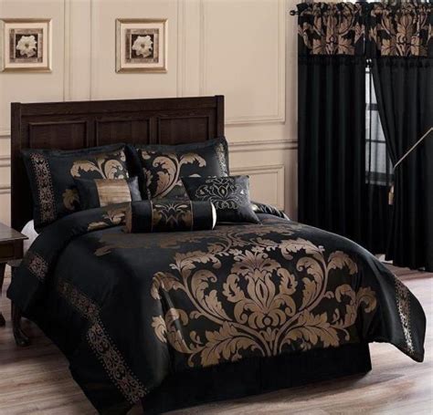 Duvet bedding kids bedroom boys bed gifts bed king bedding sets single duvet cover single bed washable sofa duvet covers. Full Queen Cal King Size Bed Black Gold Floral Damask 7 pc ...