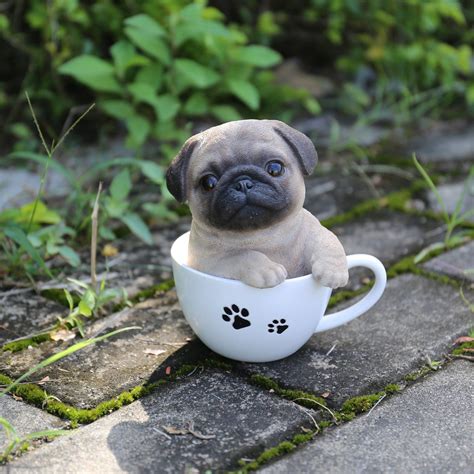 Hi Line T Ltd Teacup Pug Puppy Statue Tiny Puppies Cute Dogs