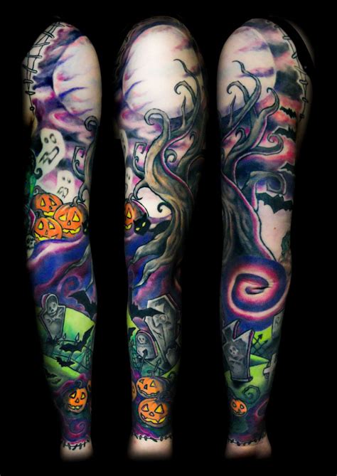 halloween sleeve tattoo ideas with meaning you will want to get right now