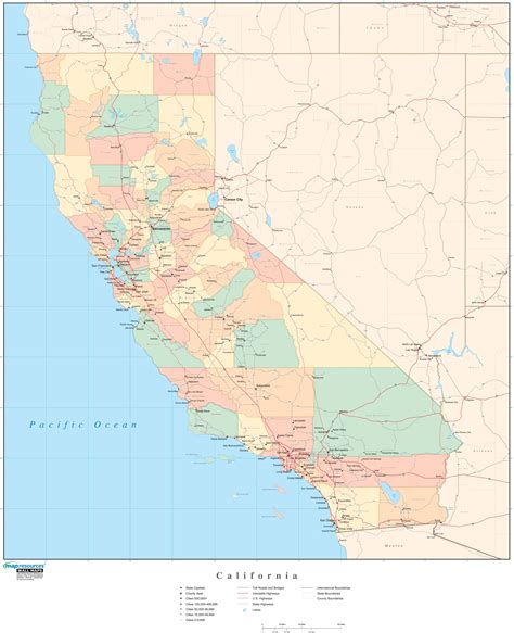 California Wall Map With Counties By Map Resources Mapsales