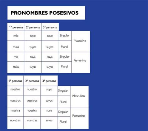Ejercicios De Pronombres Posesivos Espanol