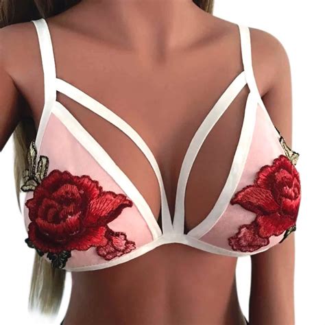 Buy Febelle Sexy Bra Push Up Floral Embroidery Women Hollow Underwear Sheer