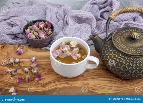 Still Life With Traditional Asian Herbal Tea Prepared In Vintage Cast