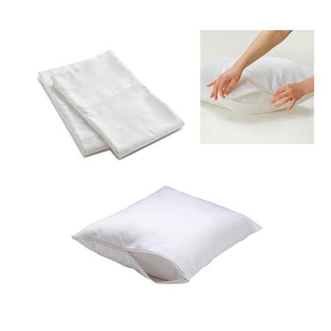 2 X Plastic Pillow Cover Case Waterproof Zippered Cover Allergy Relief